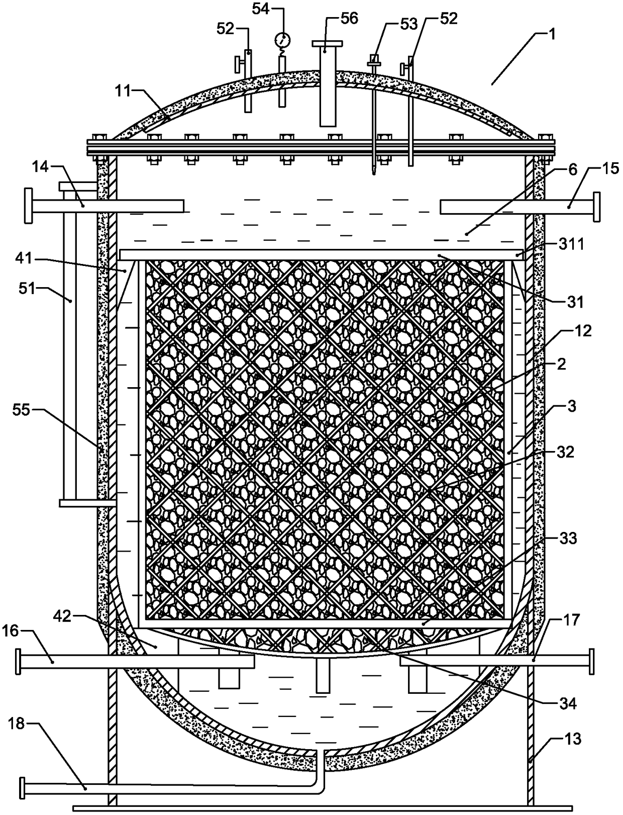 Energy storage tank internally provided with heat storage cobblestones