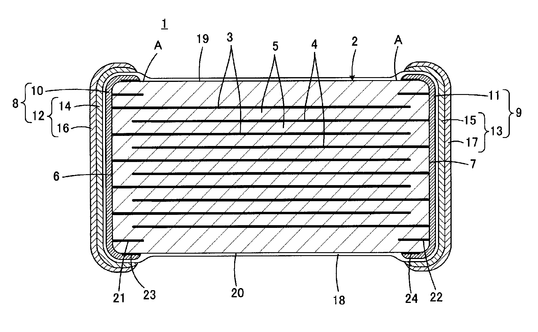 Laminated electronic component and manufacturing method therefor