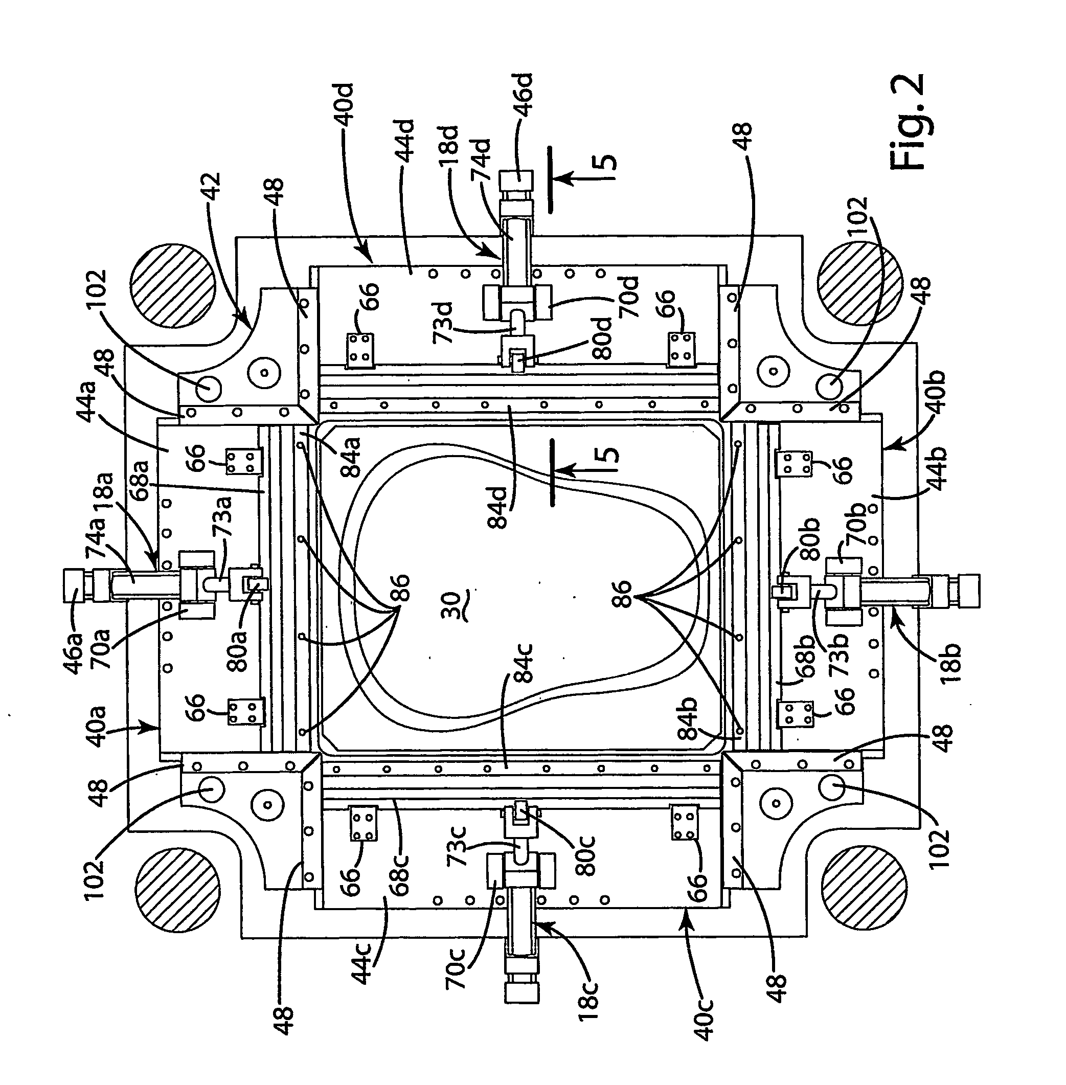 Apparatus and method for molding onto a stretched blank