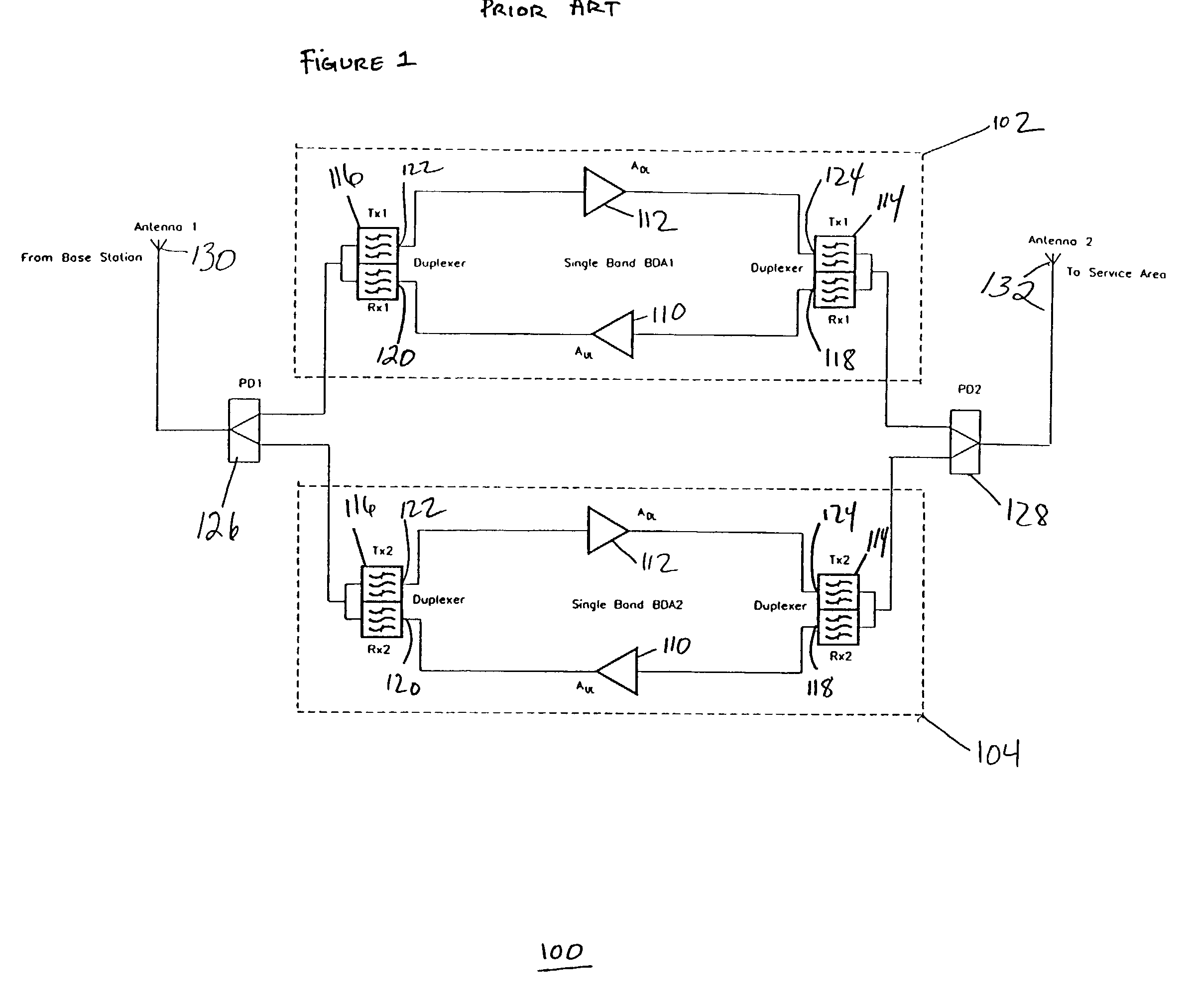 Dual band bidirectional amplifier for wireless communication