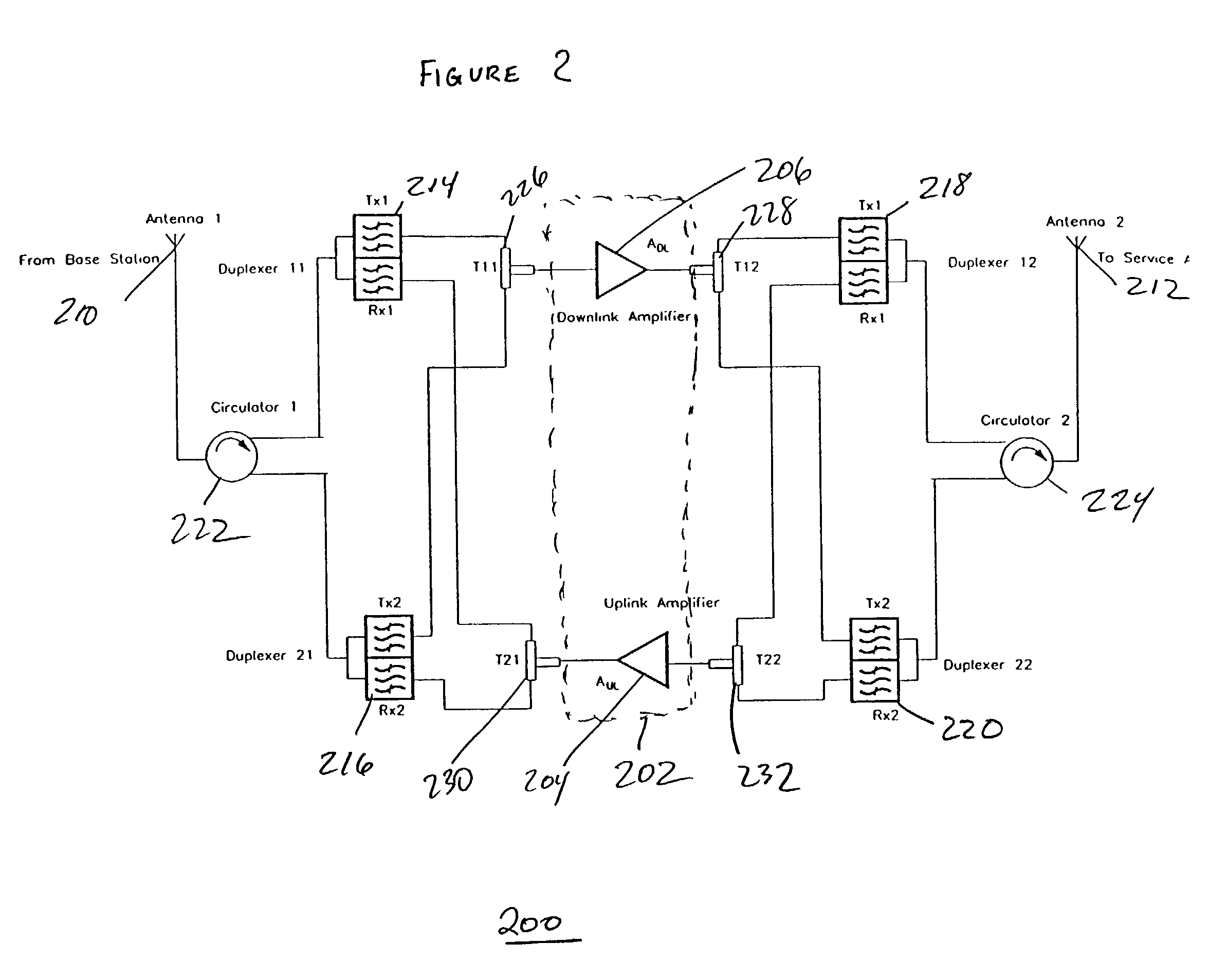 Dual band bidirectional amplifier for wireless communication