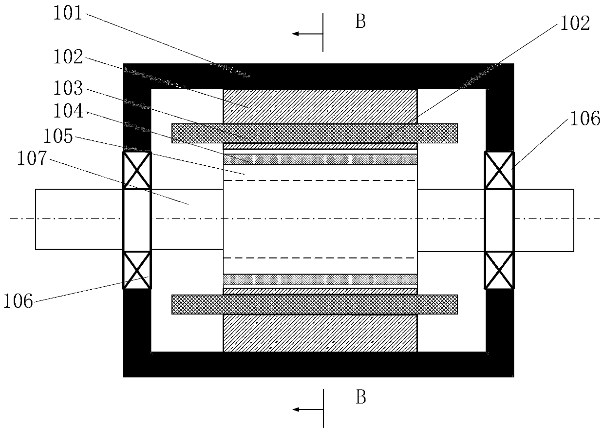 A low-vibration motor with field poles located on the stator