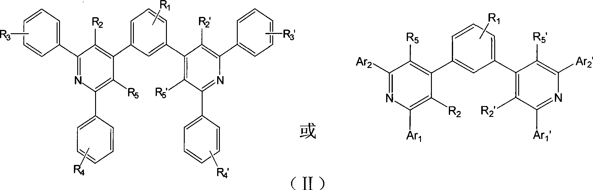 Organic electronic transmission and/or positive hole countercheck material, and synthesizing method and purpose thereof