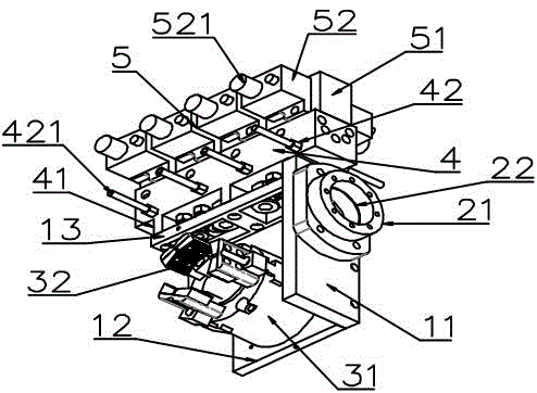 Part taking, spraying and stamping integrated device of intelligent die casting robot