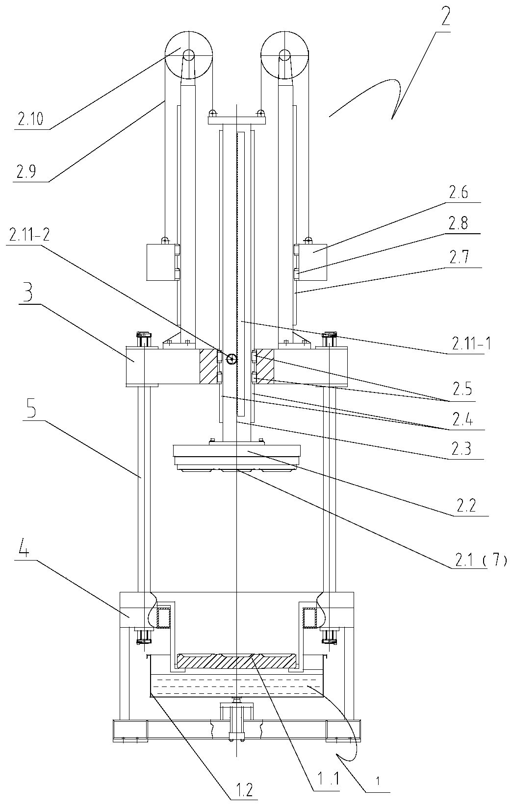 Method for moving mold of plant fiber molding machine up and down and line rail type up and down mold moving device