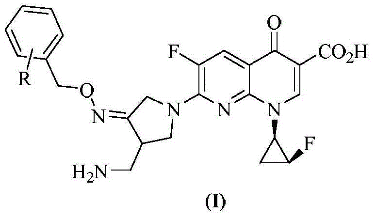 7-(3-aminomethyl-4-substituted-benzyloxyimino-1-pyrrolidinyl)naphthyridinone carboxylic acid compounds