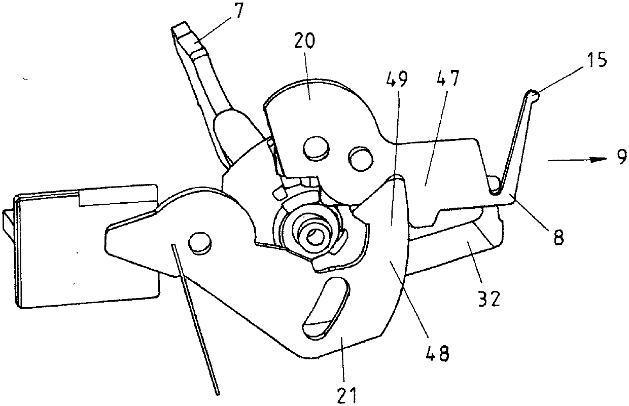 Safety lock with key for adjusting the swivel arm and for actuating the locking mechanism