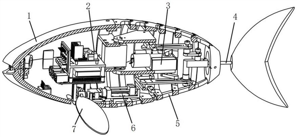 Tail fin propelled autonomous swimming bionic robotic fish based on composite connecting rod mechanism