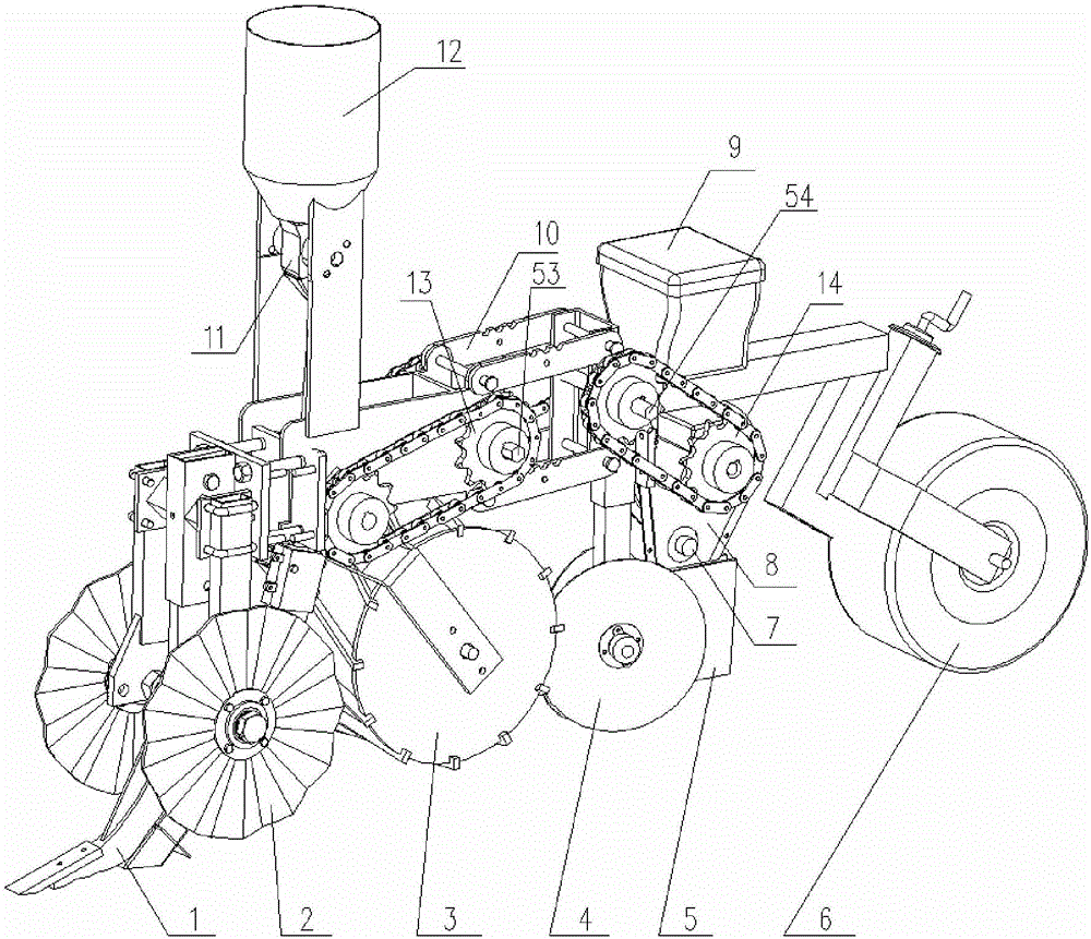 Corn eutopic hole deep fertilizing fine seeding machine and fine seeding method thereof