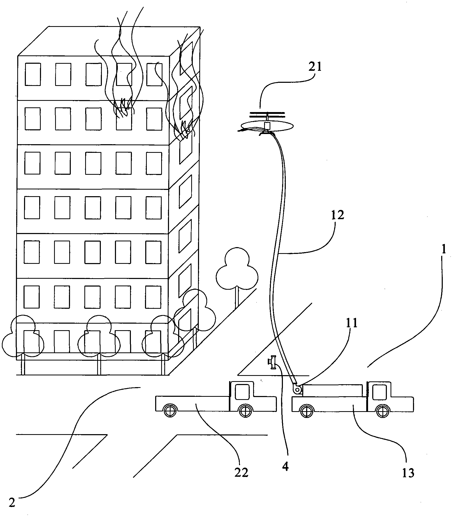 Air extinguishment robot system for high-rise building and steep hill forest