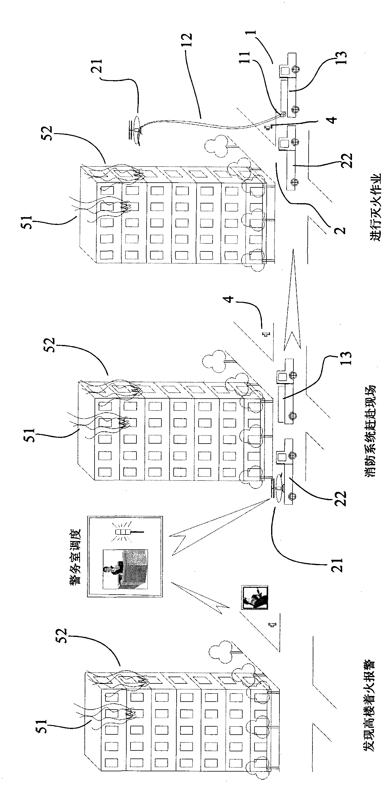 Air extinguishment robot system for high-rise building and steep hill forest