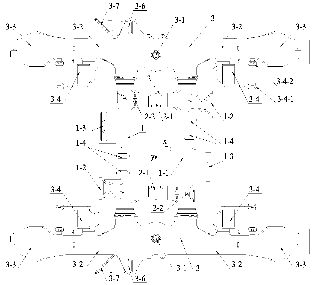 Integral Casting Frame for Subway Bogie with Built-in Axlebox