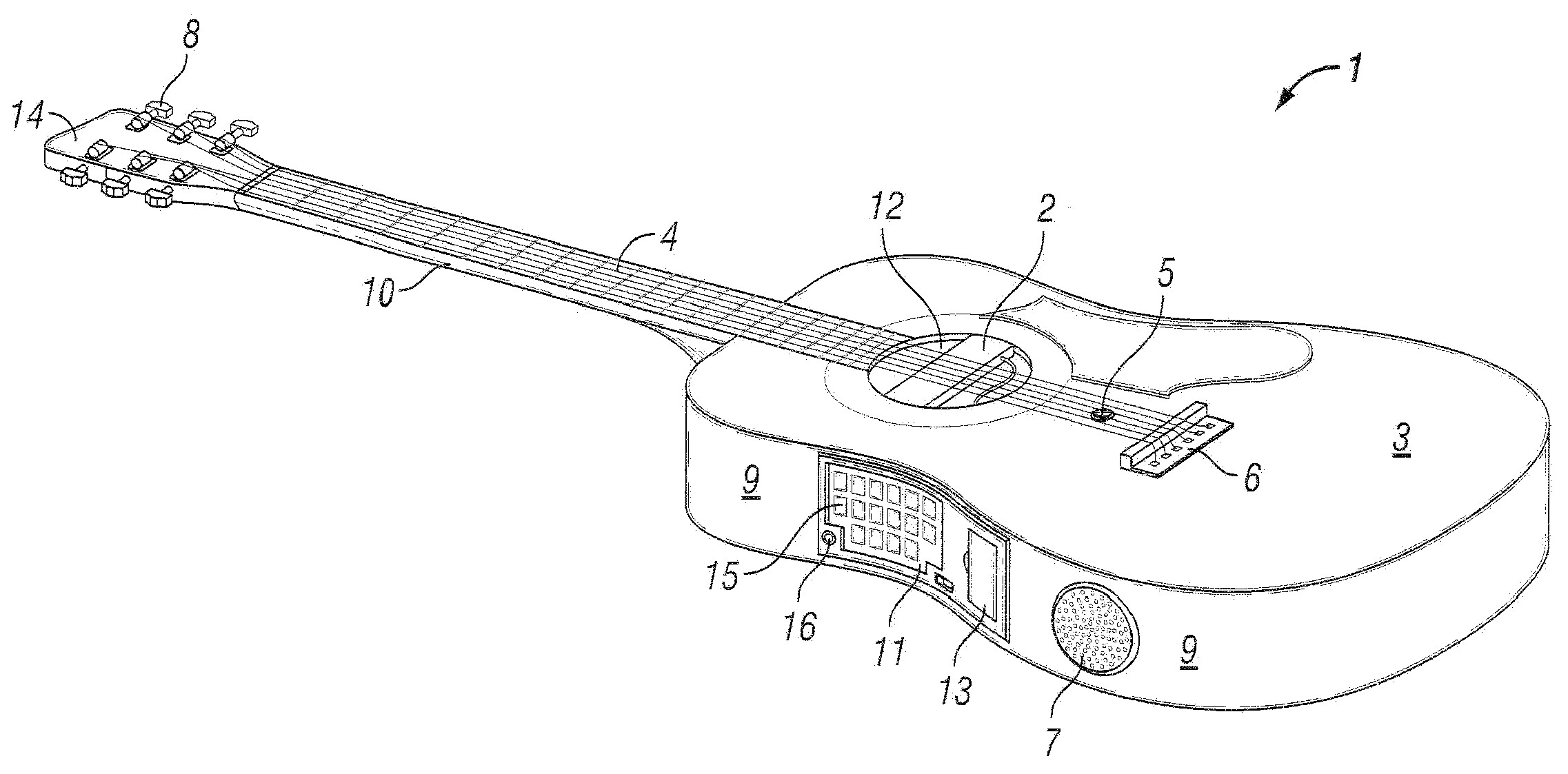 Guitar and accompaniment apparatus