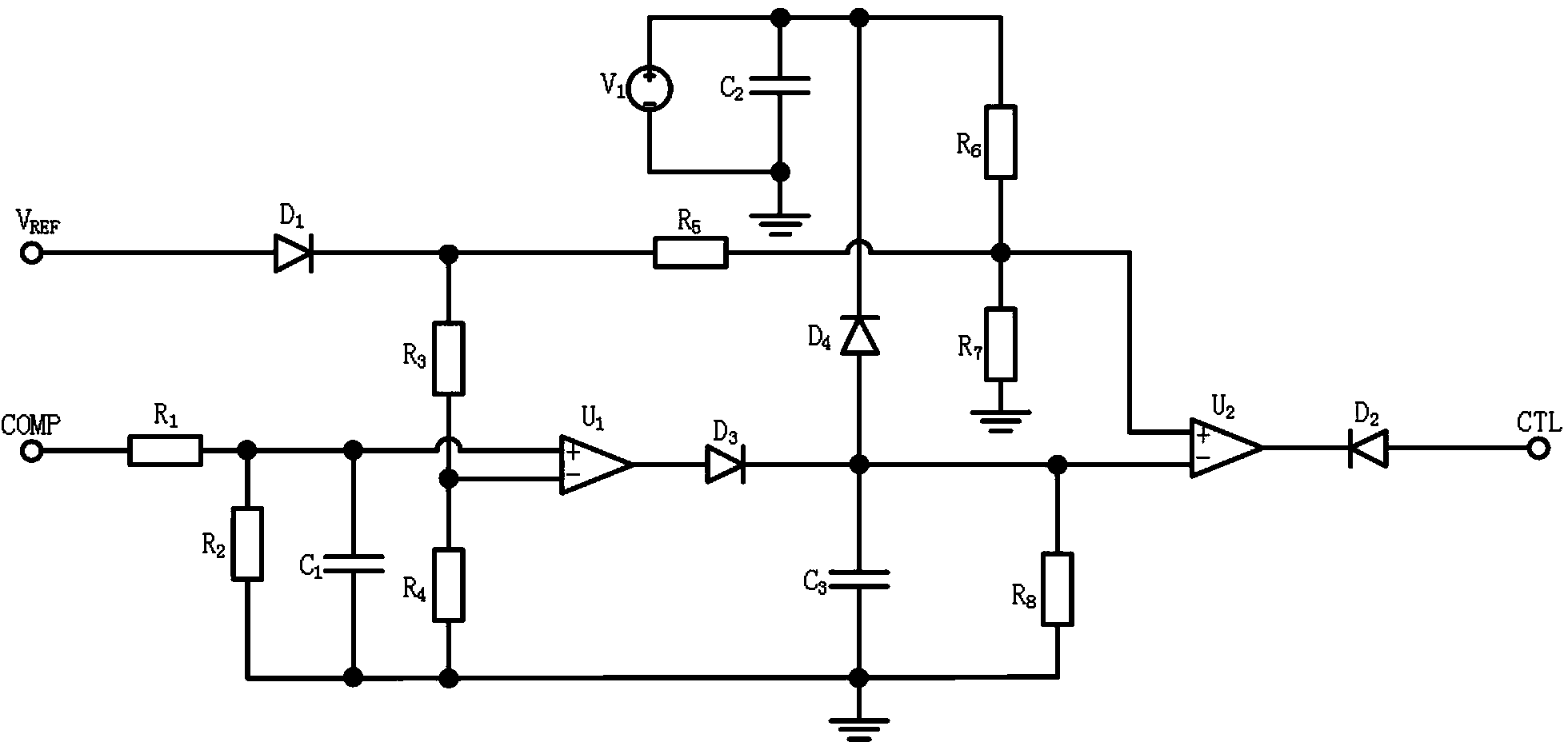 Current-limiting protection and short-circuit protection circuit with self-recovery function