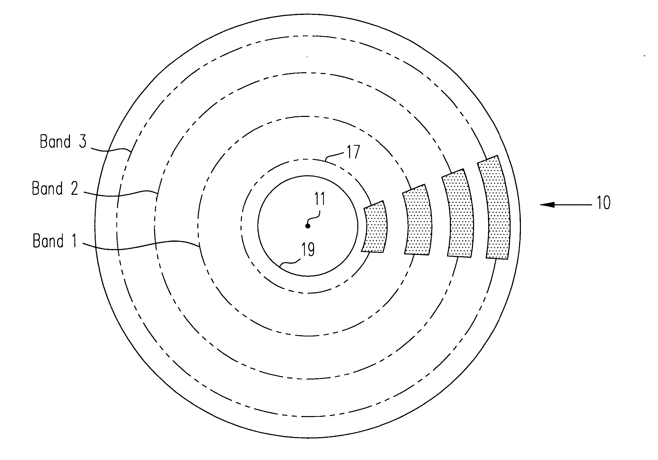 Calibration disk having discrete bands of composite roughness