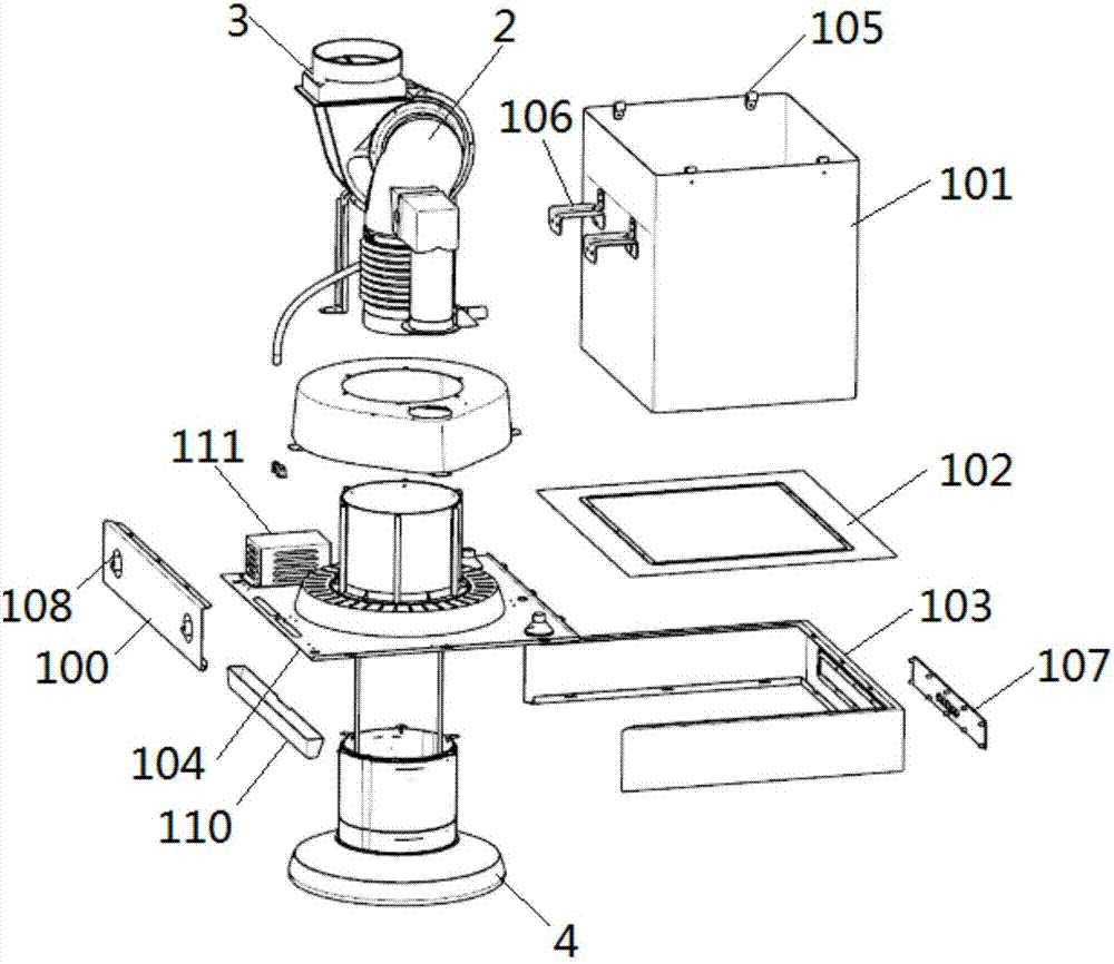 Automatic telescopic range hood with residual fume collection function