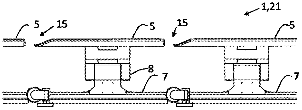 Sorting system with covers closing gaps between support structures