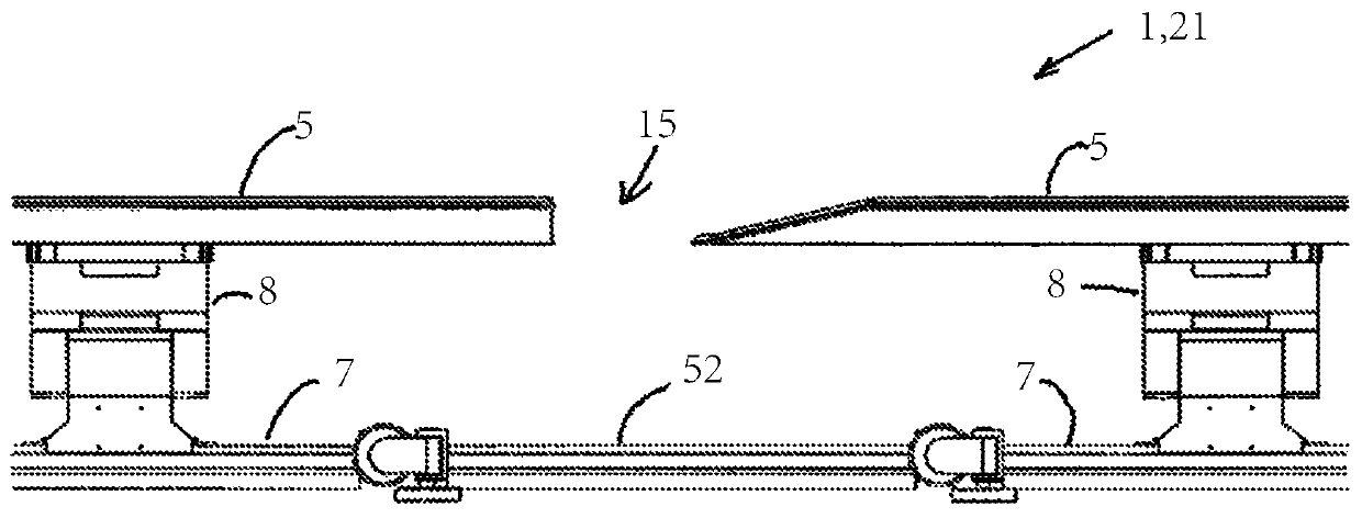 Sorting system with covers closing gaps between support structures