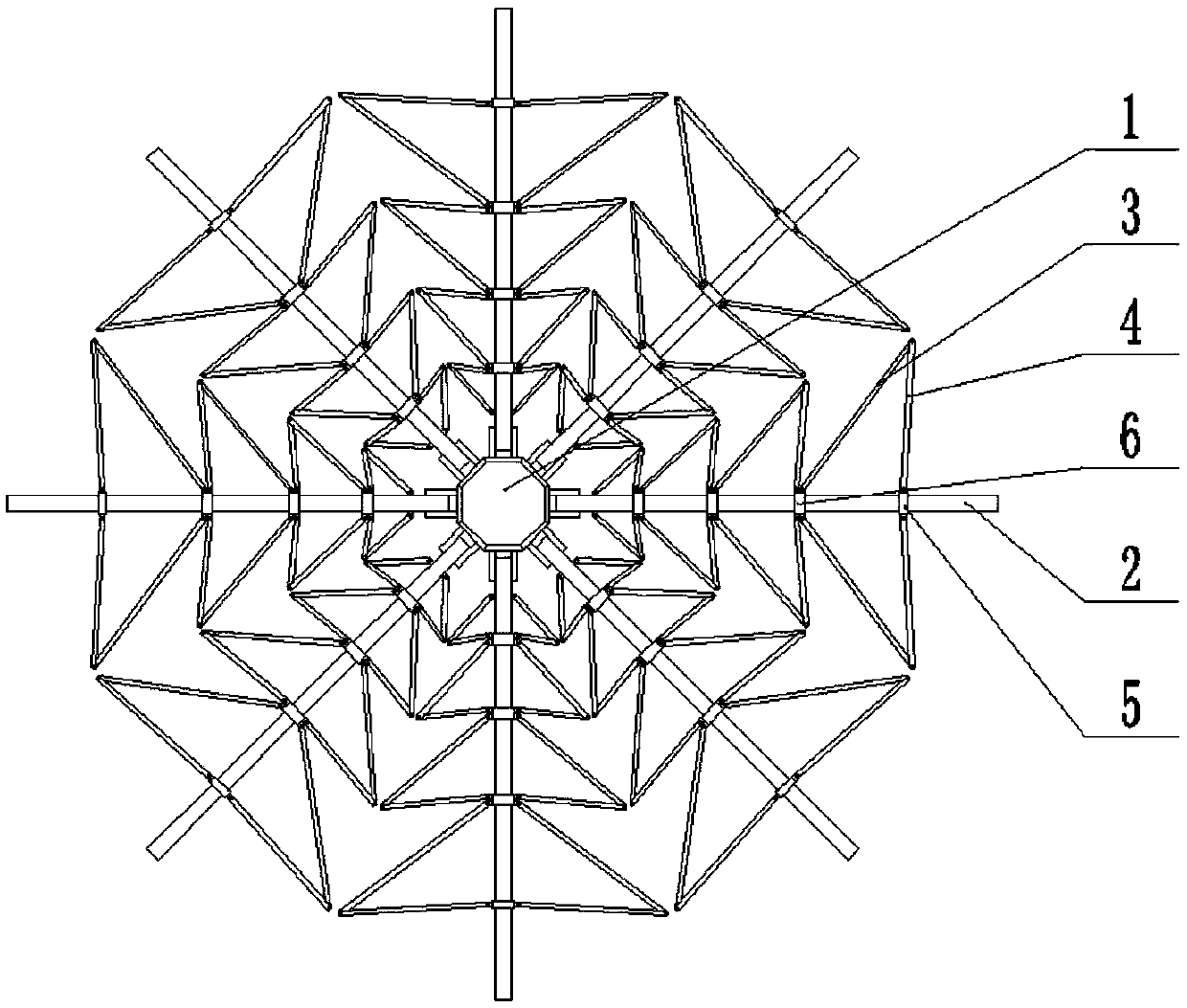 Space folding-unfolding mechanism provided with cranks and slide blocks as folding-unfolding units and adopting rigid hinge connection