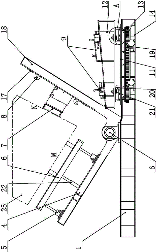 Device for overturning and installing base of wind driven generator