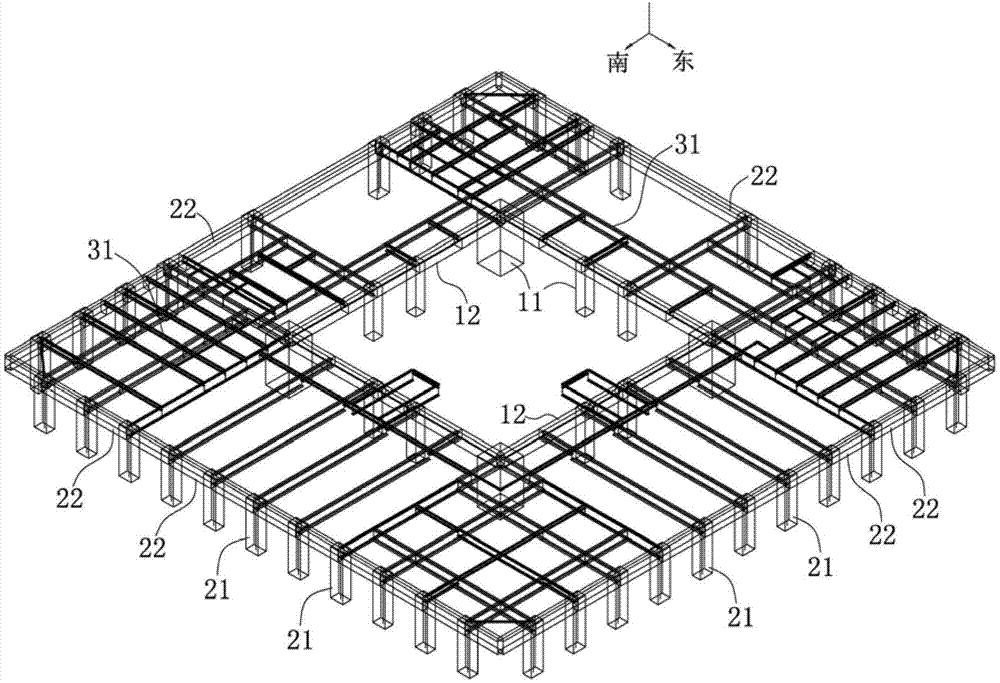 SRC (steel reinforced concrete) system based inner-tube-free super high-rise building structure