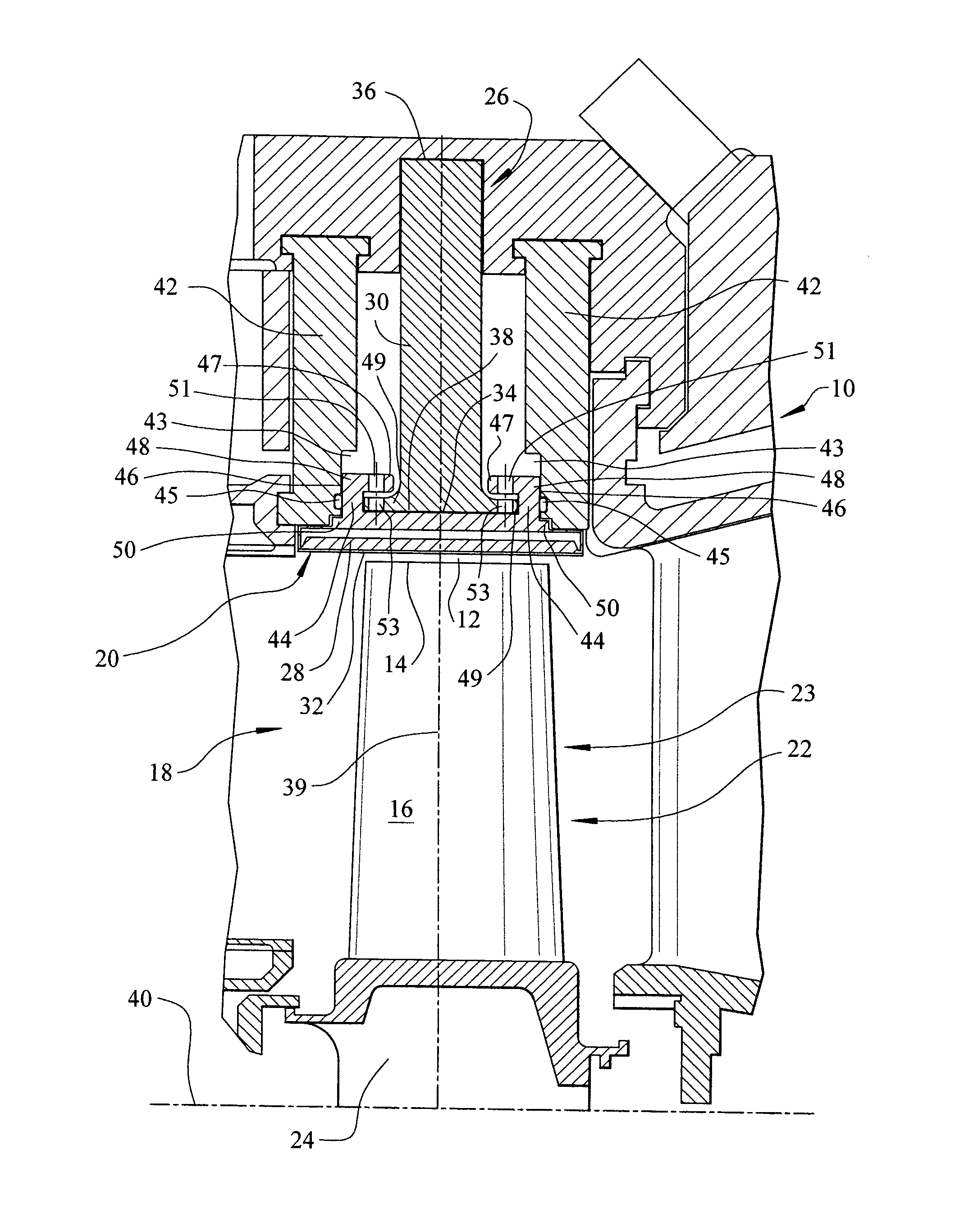 Turbine engine sealing device