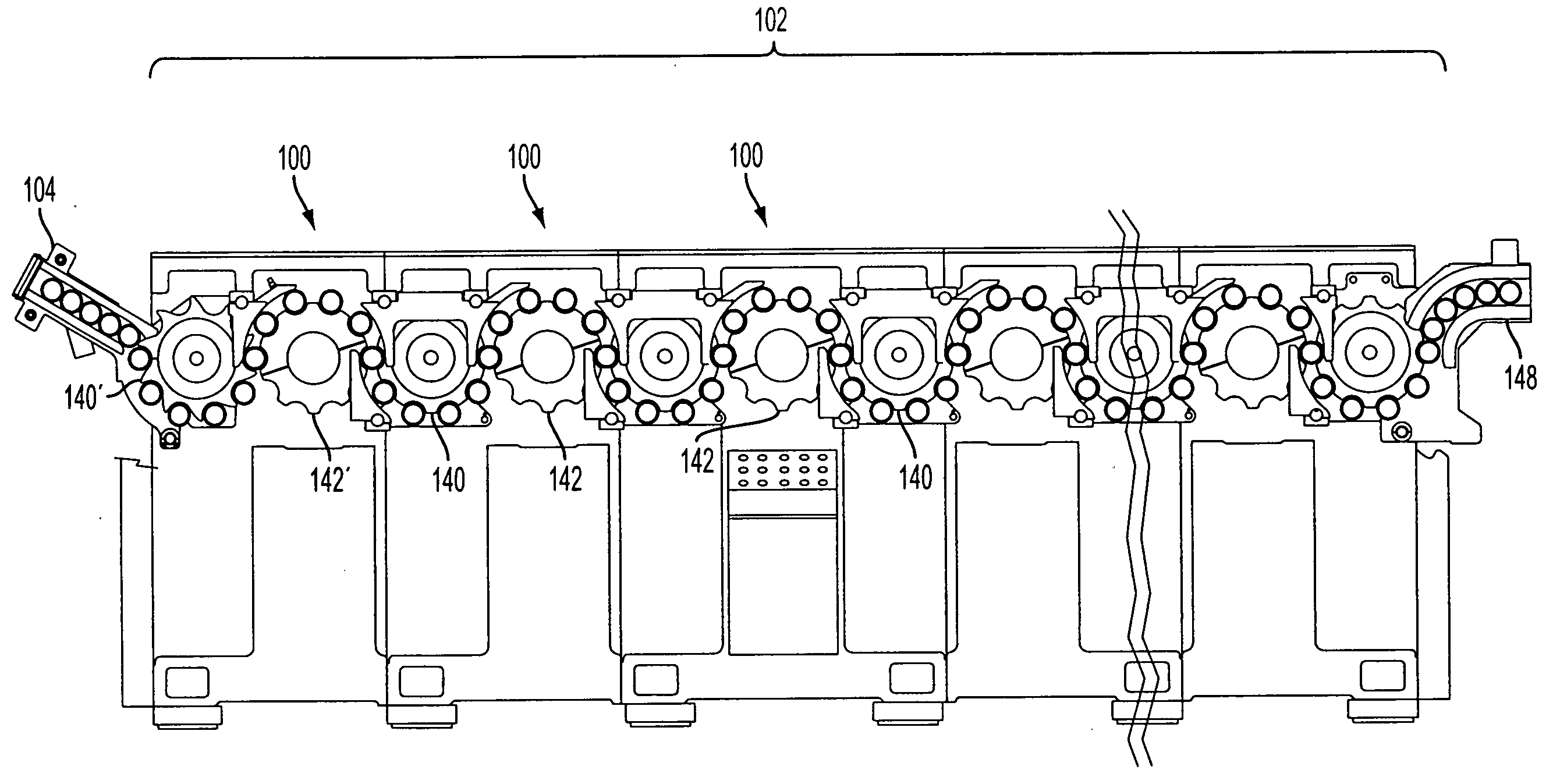 Quick change over apparatus for machine line