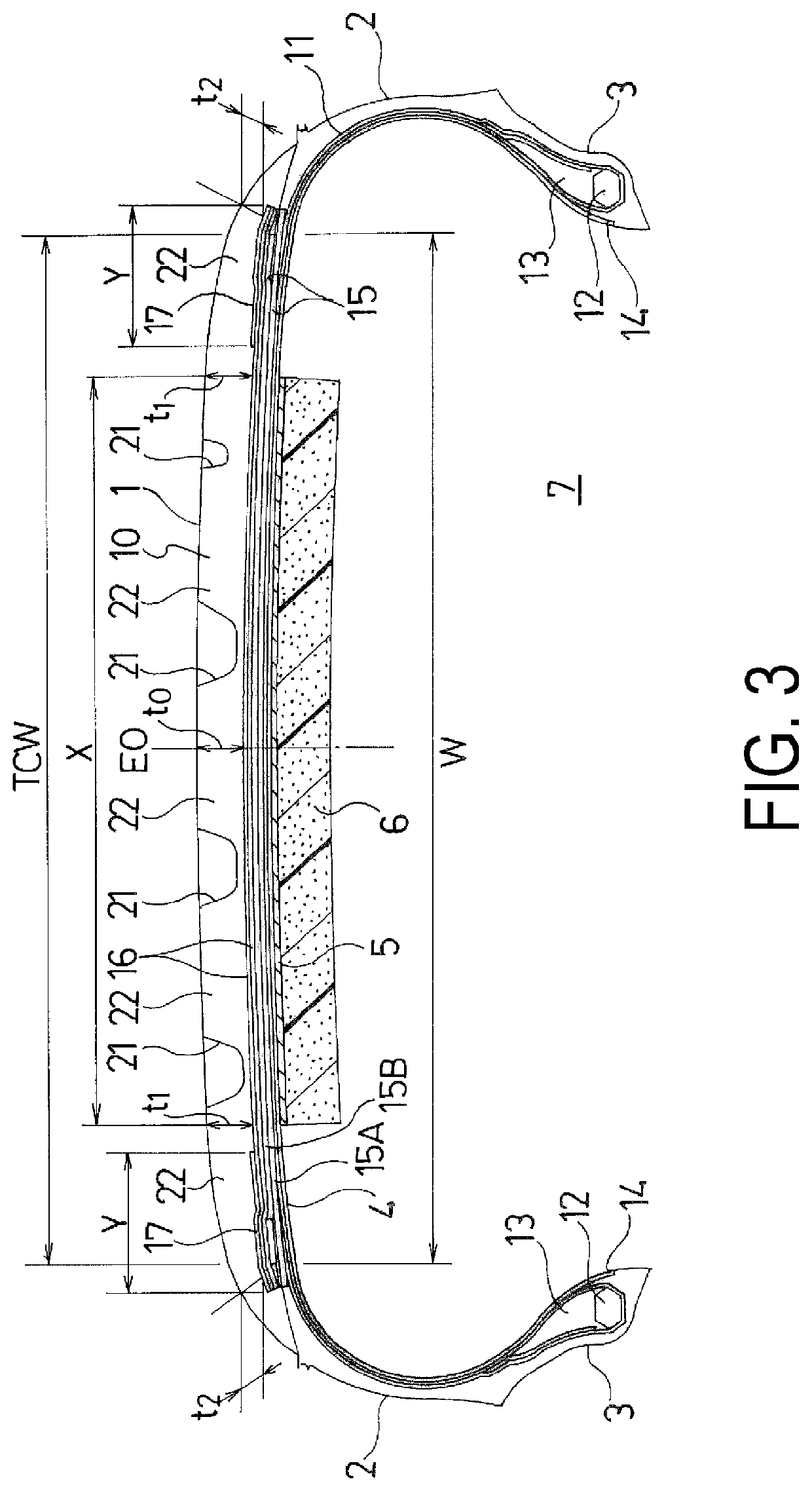 Pneumatic tire with specified tread rubber layer thickness and sound-absorbing member width