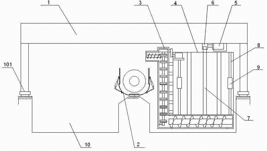 Front conveying and lifting transferring system for processing straw