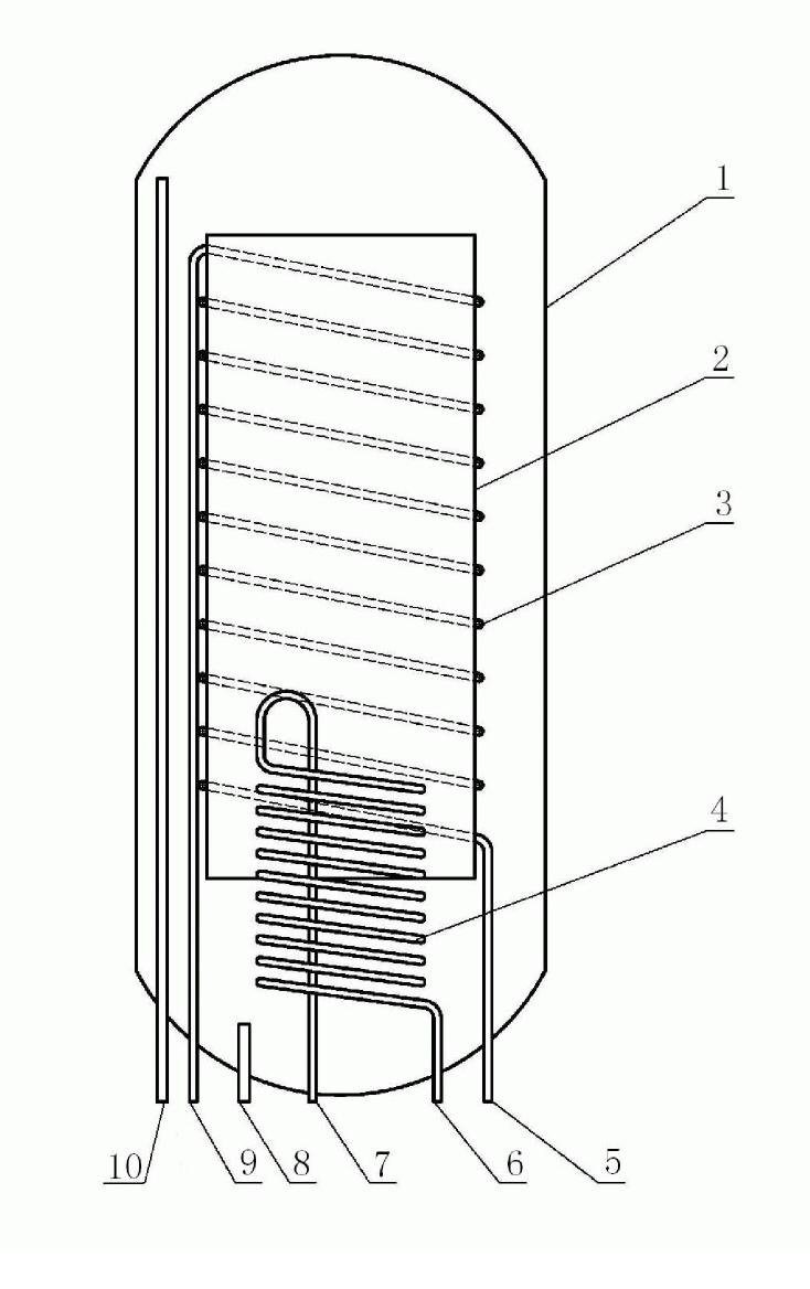 Heat exchange and flow guide structure of hot water storage tank