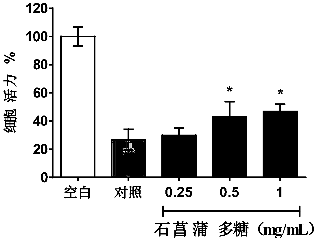 Application of acorus gramineus polysaccharide in preparing healthcare food having neuroprotective effect