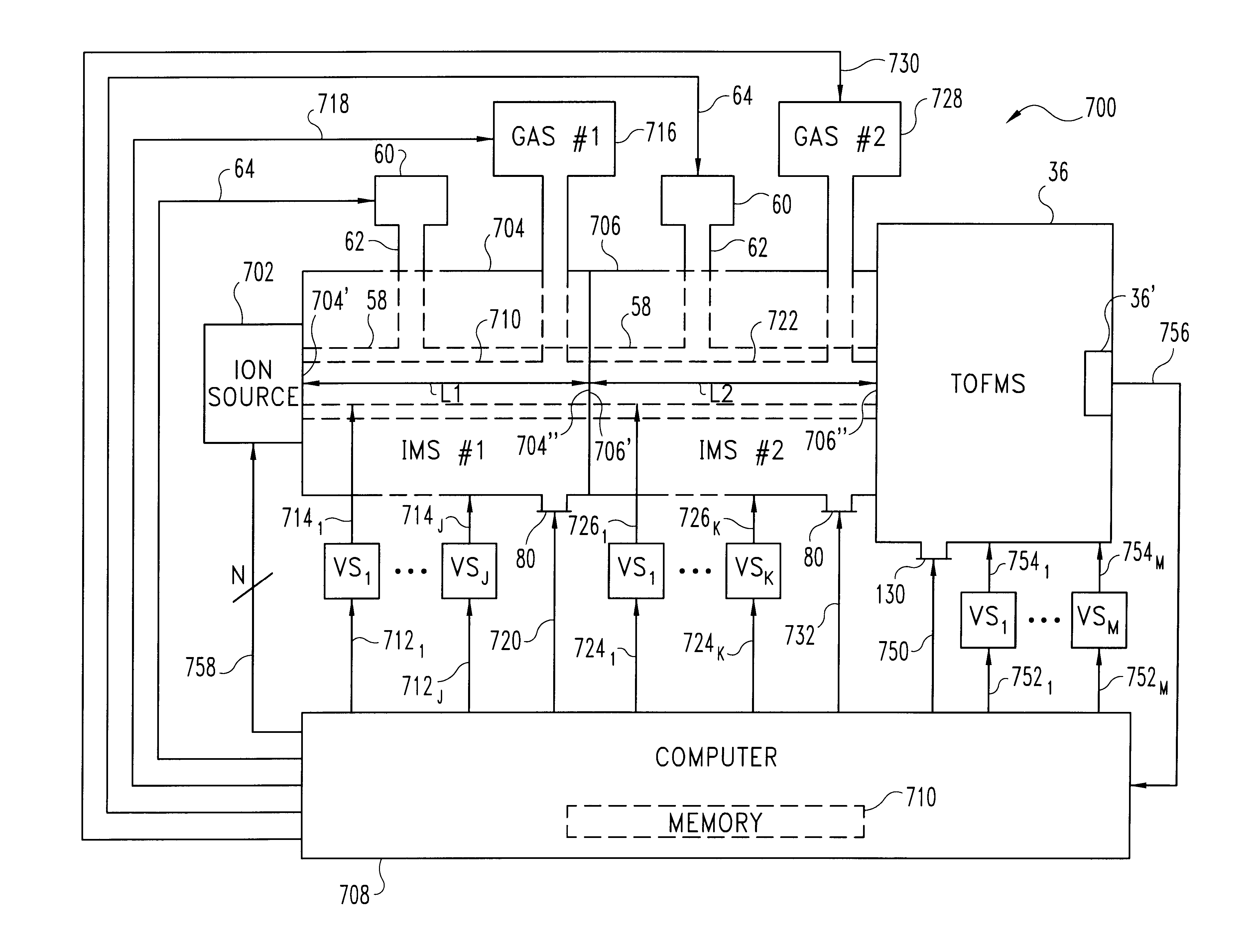 Instrument for separating ions in time as functions of preselected ion mobility and ion mass