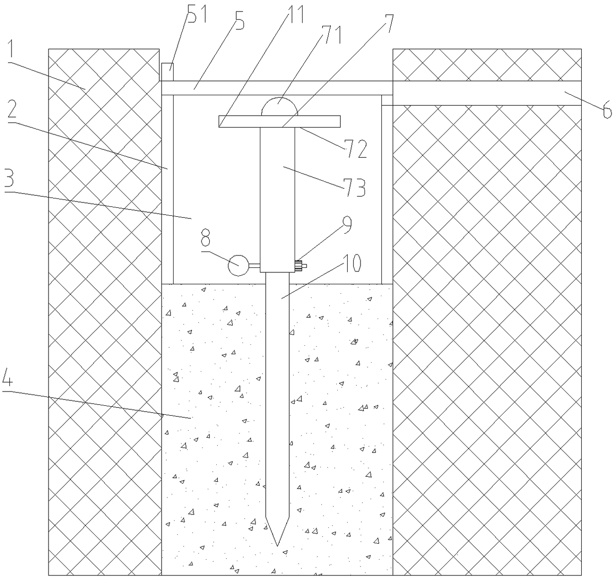 Stretchable measuring pile for building settlement monitoring