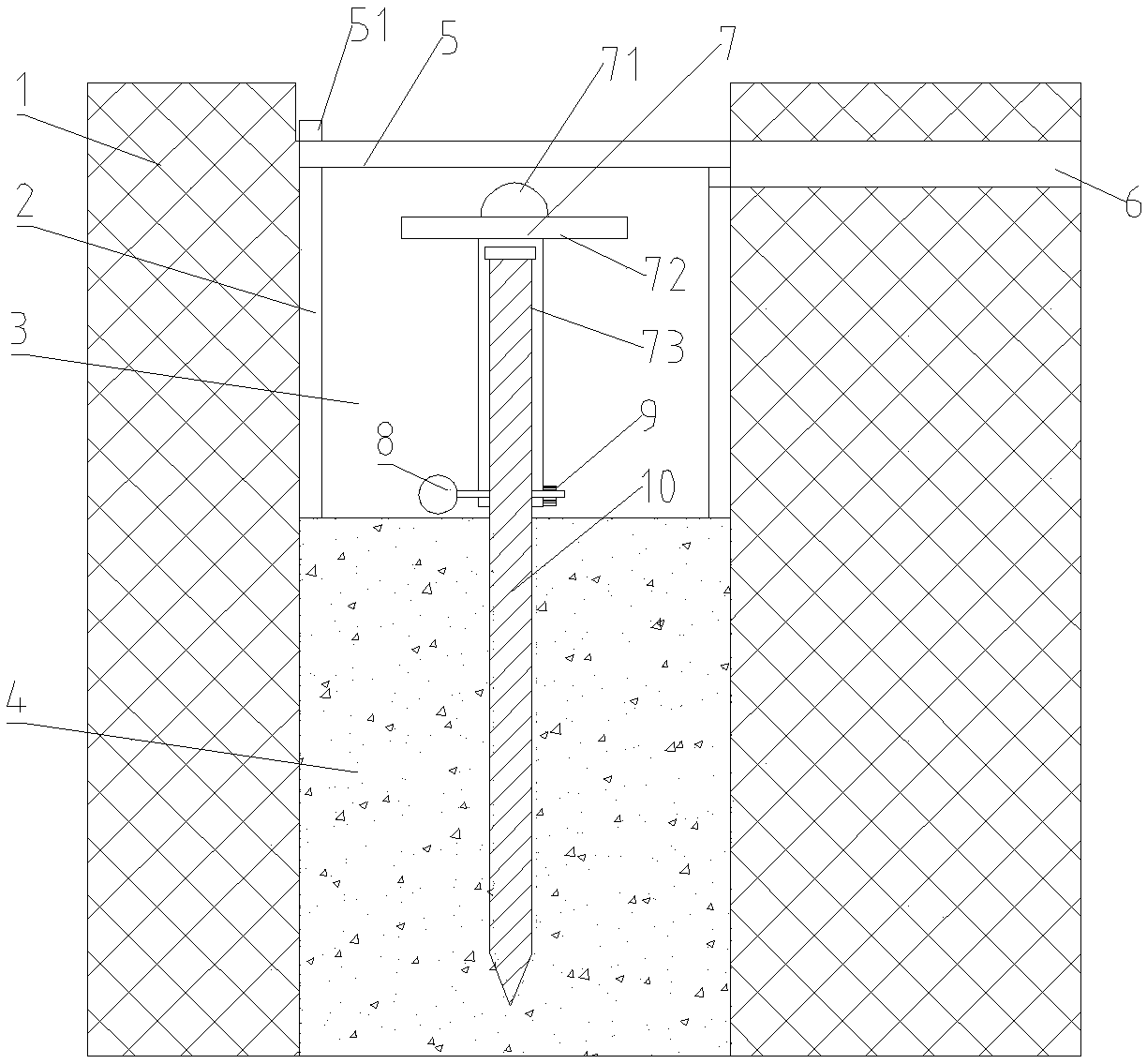 Stretchable measuring pile for building settlement monitoring