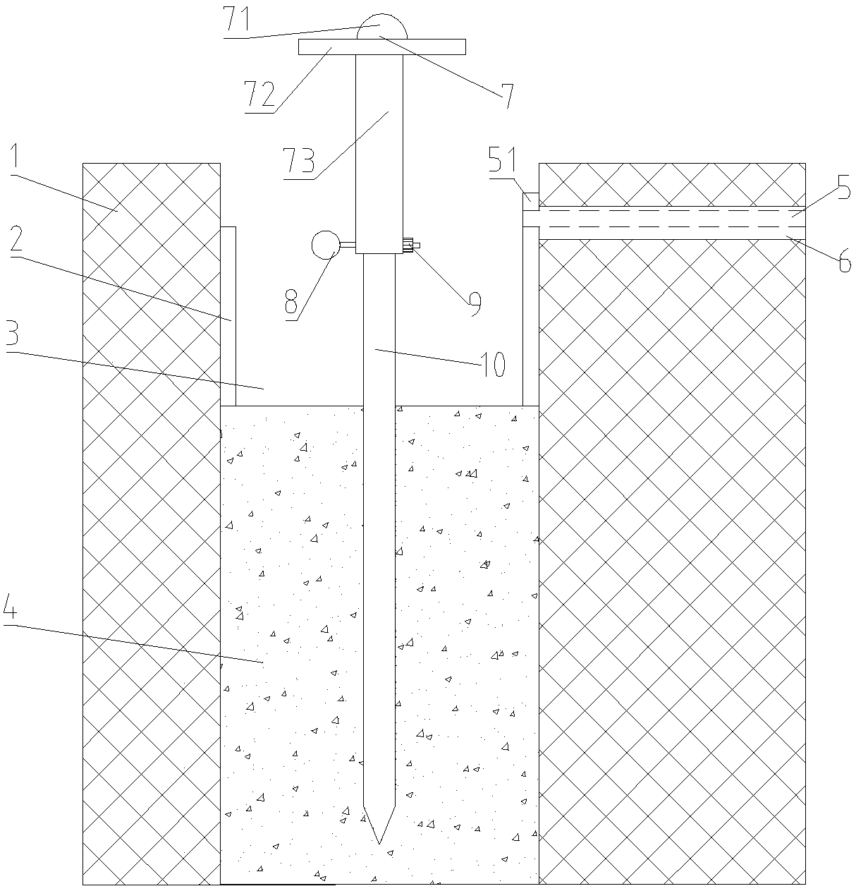 Stretchable measuring pile for building settlement monitoring