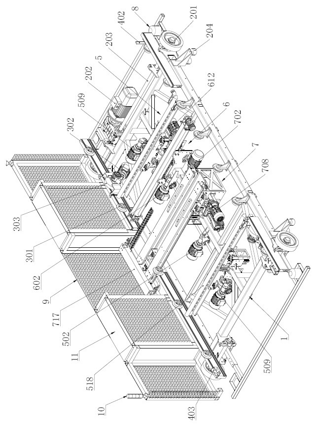 RGV trolley for seedbed transportation and seedbed transportation line comprising same