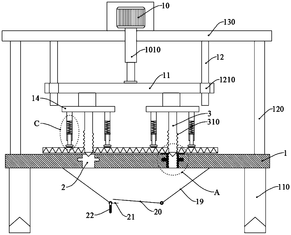 Punching device for paperboard