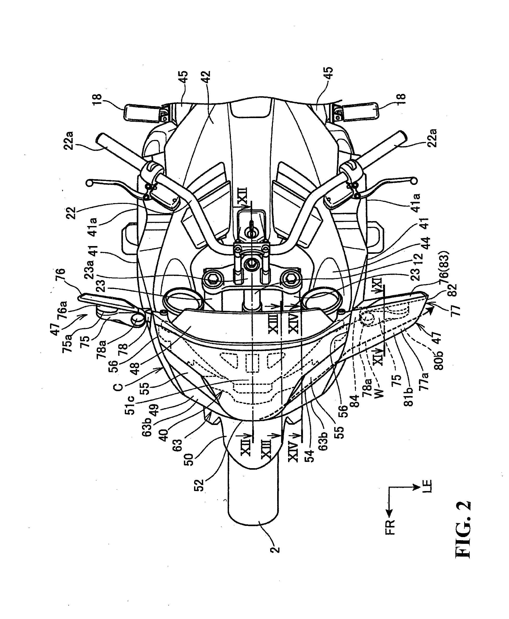 Vehicle body front structure of saddle-type vehicle