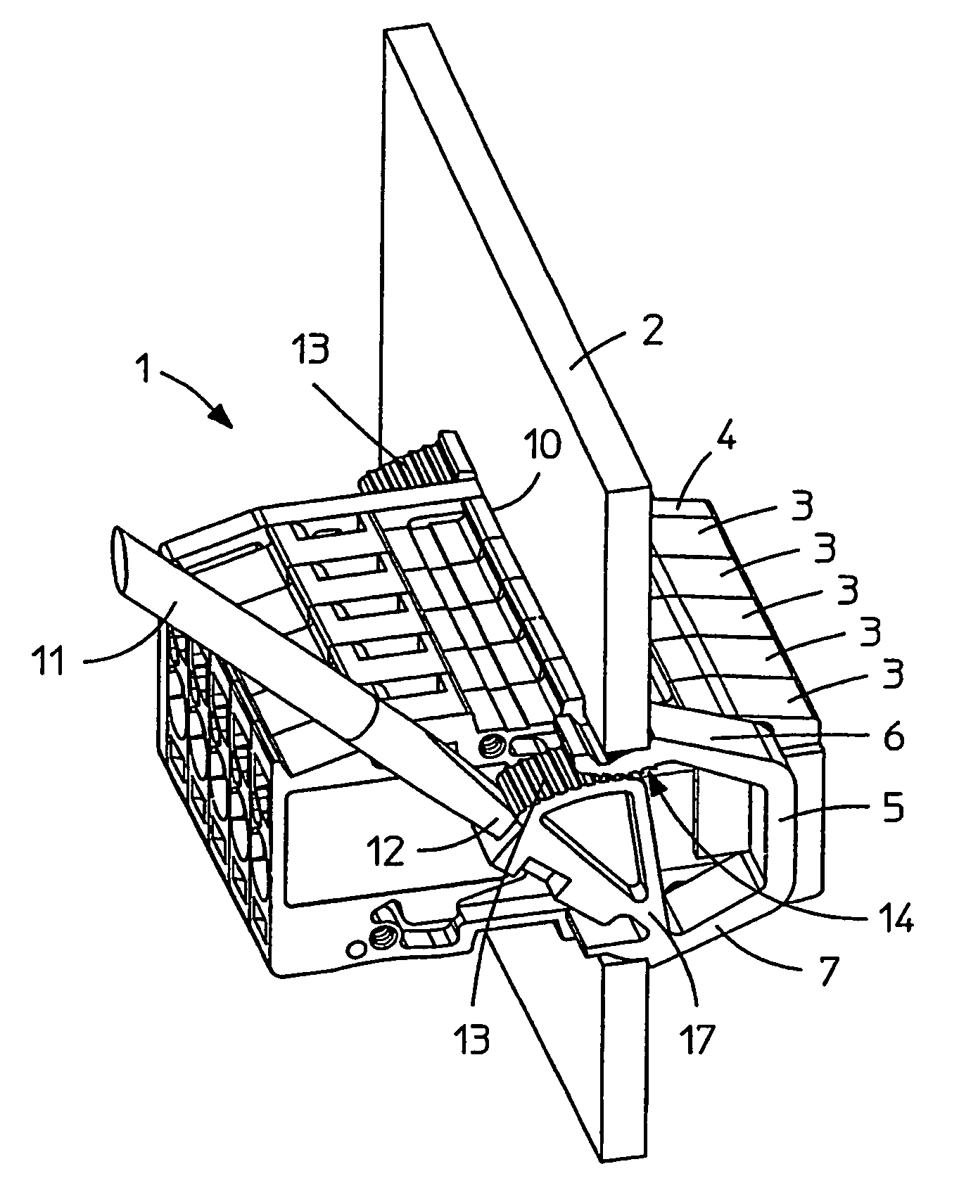 Clamp/plug connector for through-wall connection having wedge-shaped attachment