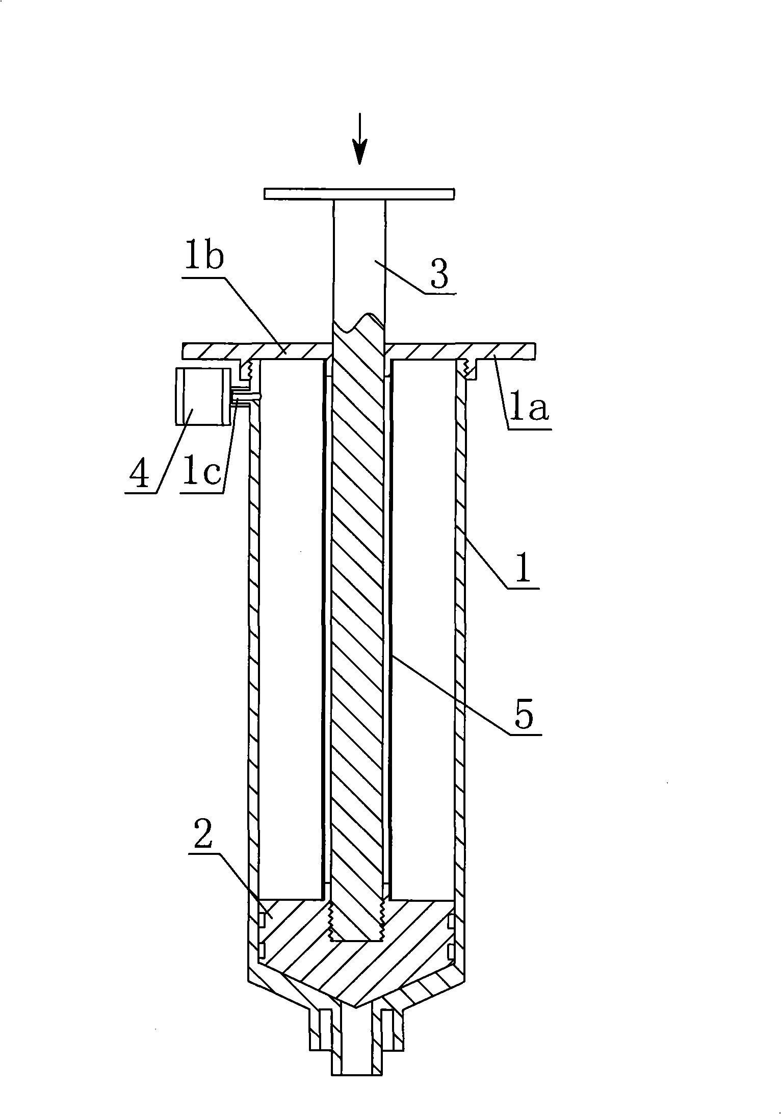 Automatic resorption type antipollution medicine adding syringe