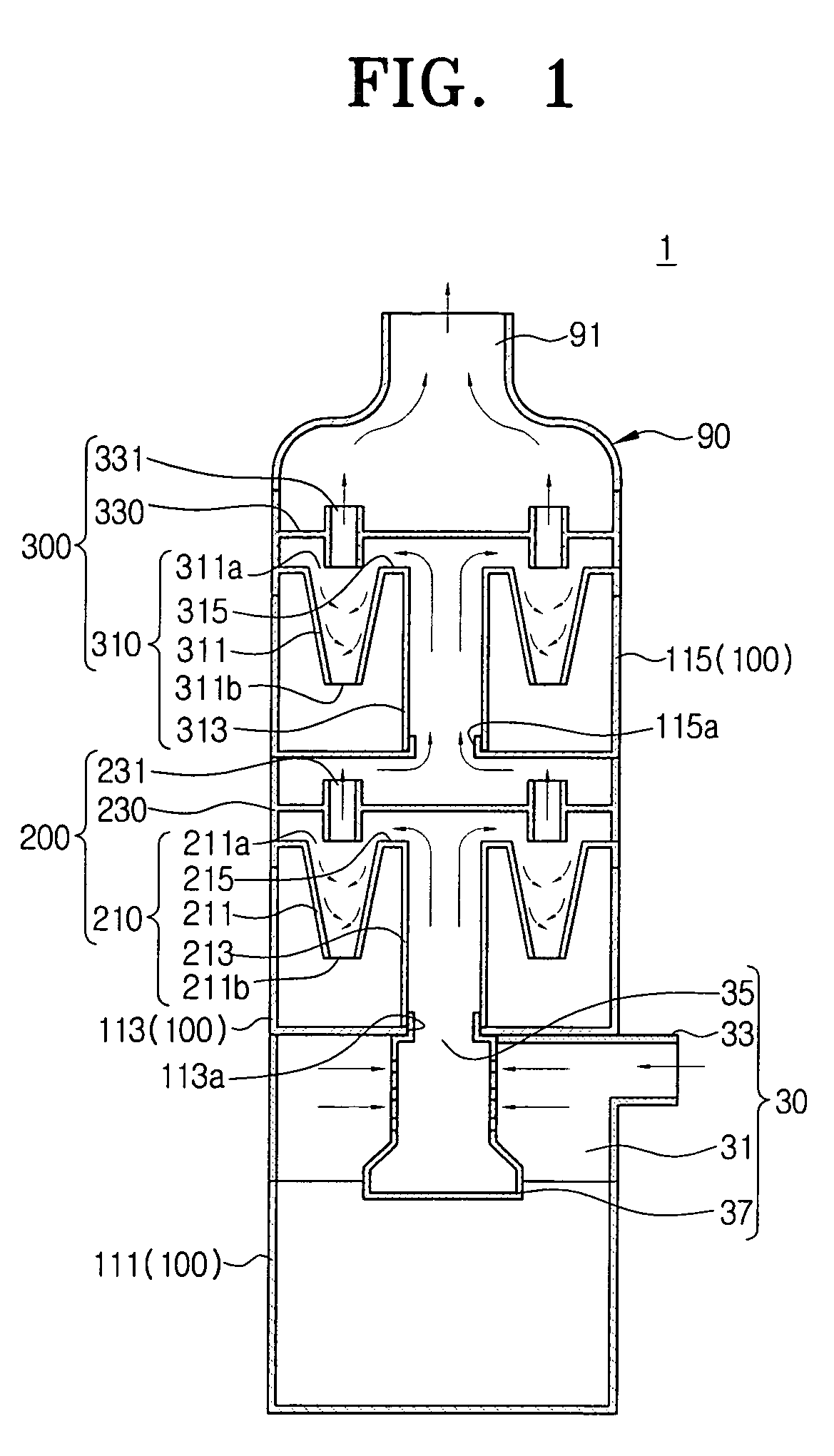 Multi-cyclone dust separator and a vacuum cleaner using the same