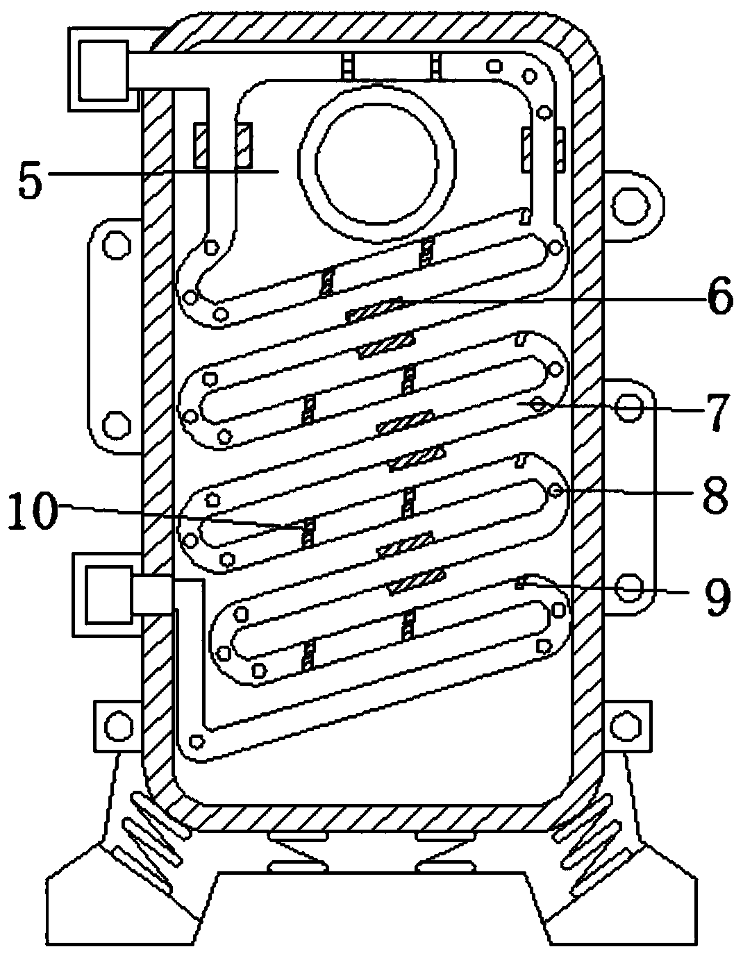 Combustion boiler with good shock absorption and noise reduction performances