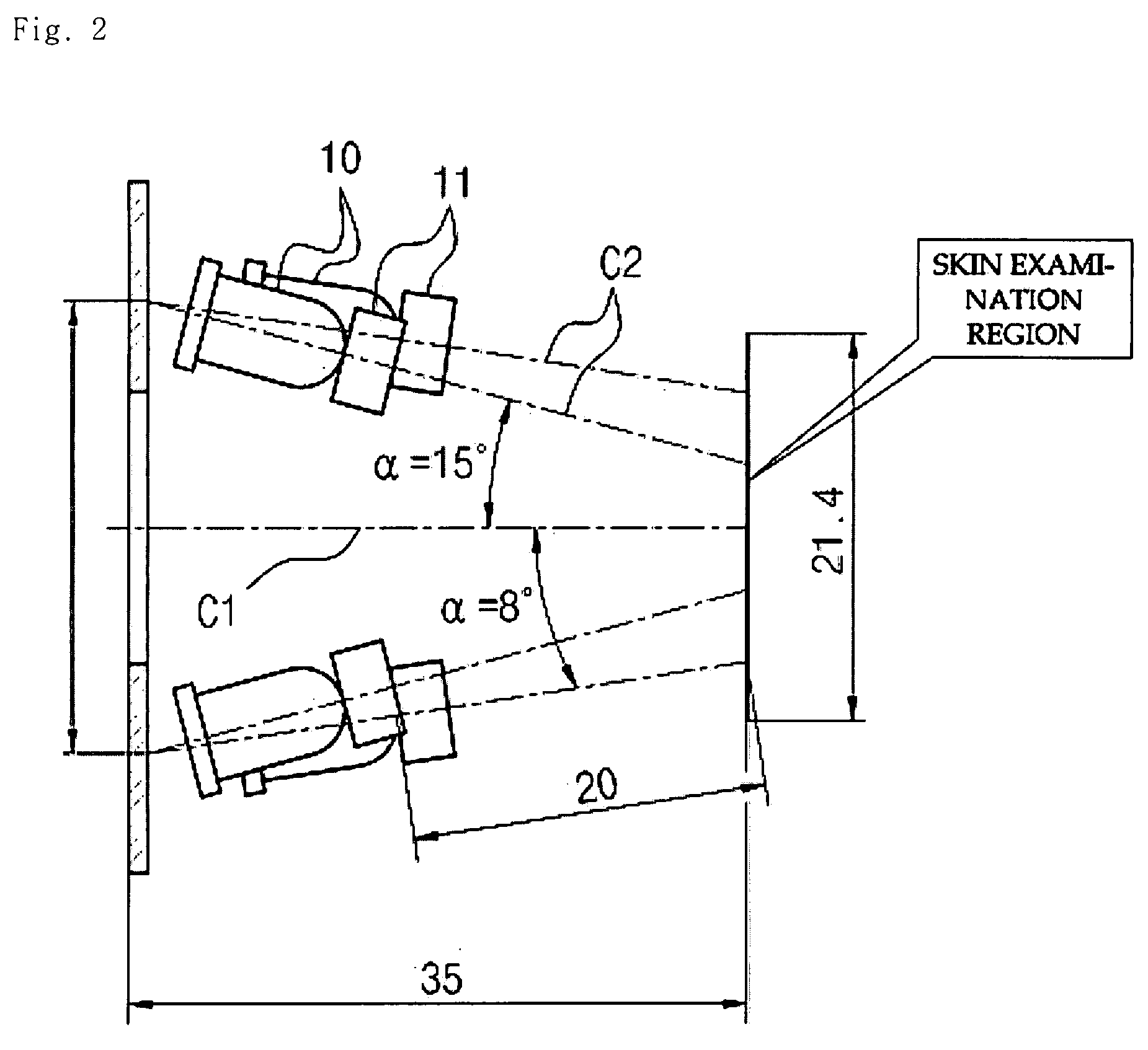 Apparatus for photodynamic diagnosis of skin diseases with improved uniformity of illumination