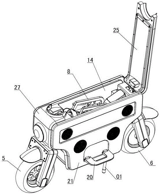 Box body type music folding electric bicycle