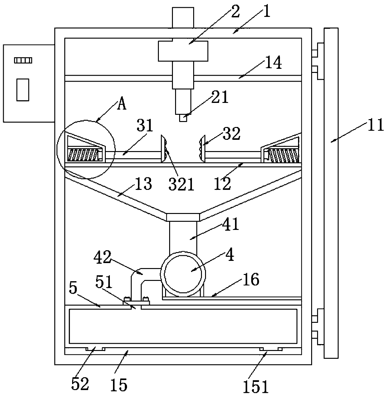 Drilling device capable of avoiding debris residue for hardware tools machining