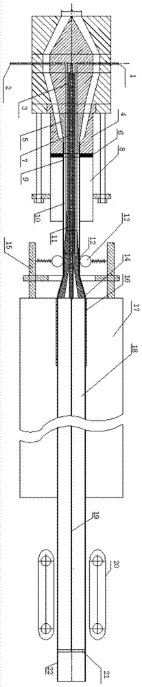 Continuous forming device and working method for biaxially oriented polyvinyl chloride pipe