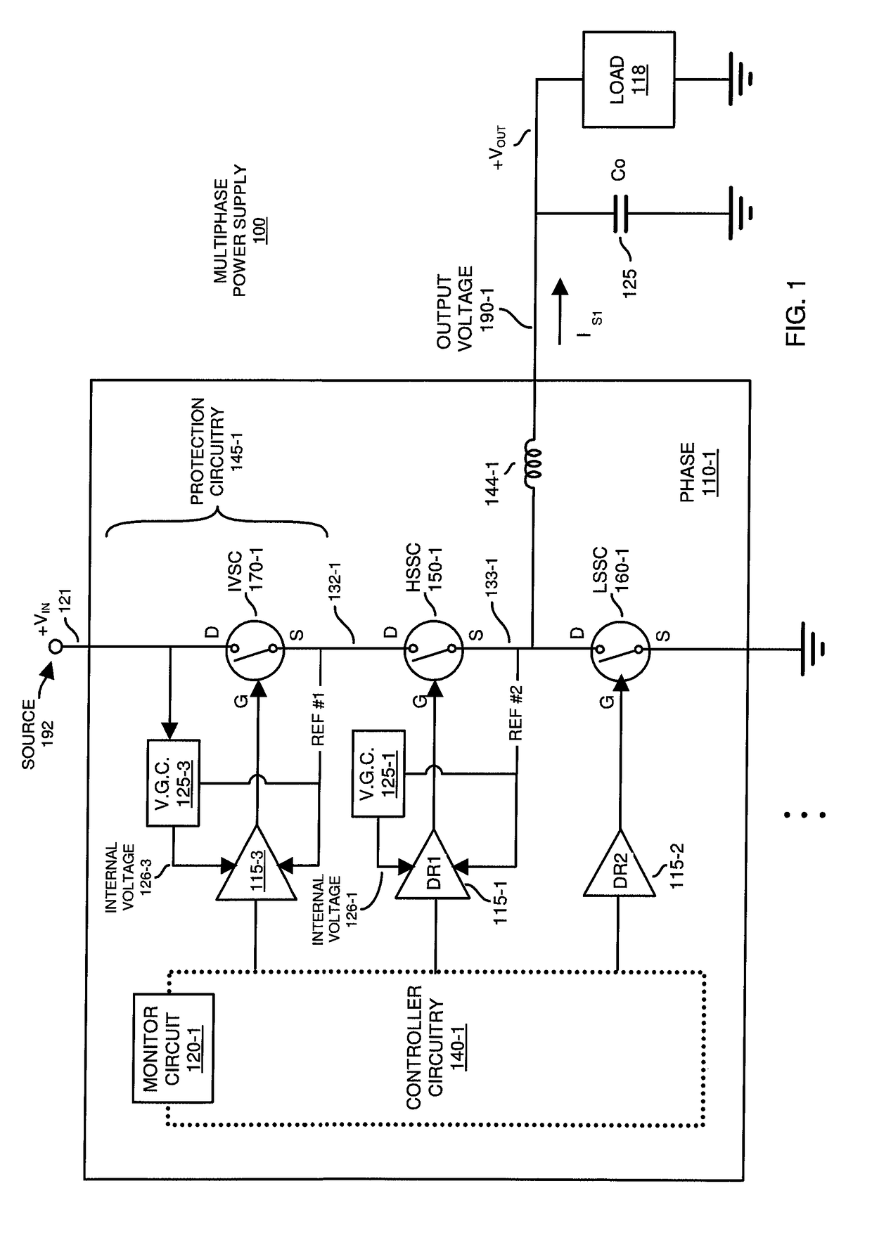 Multiphase power supply and failure mode protection