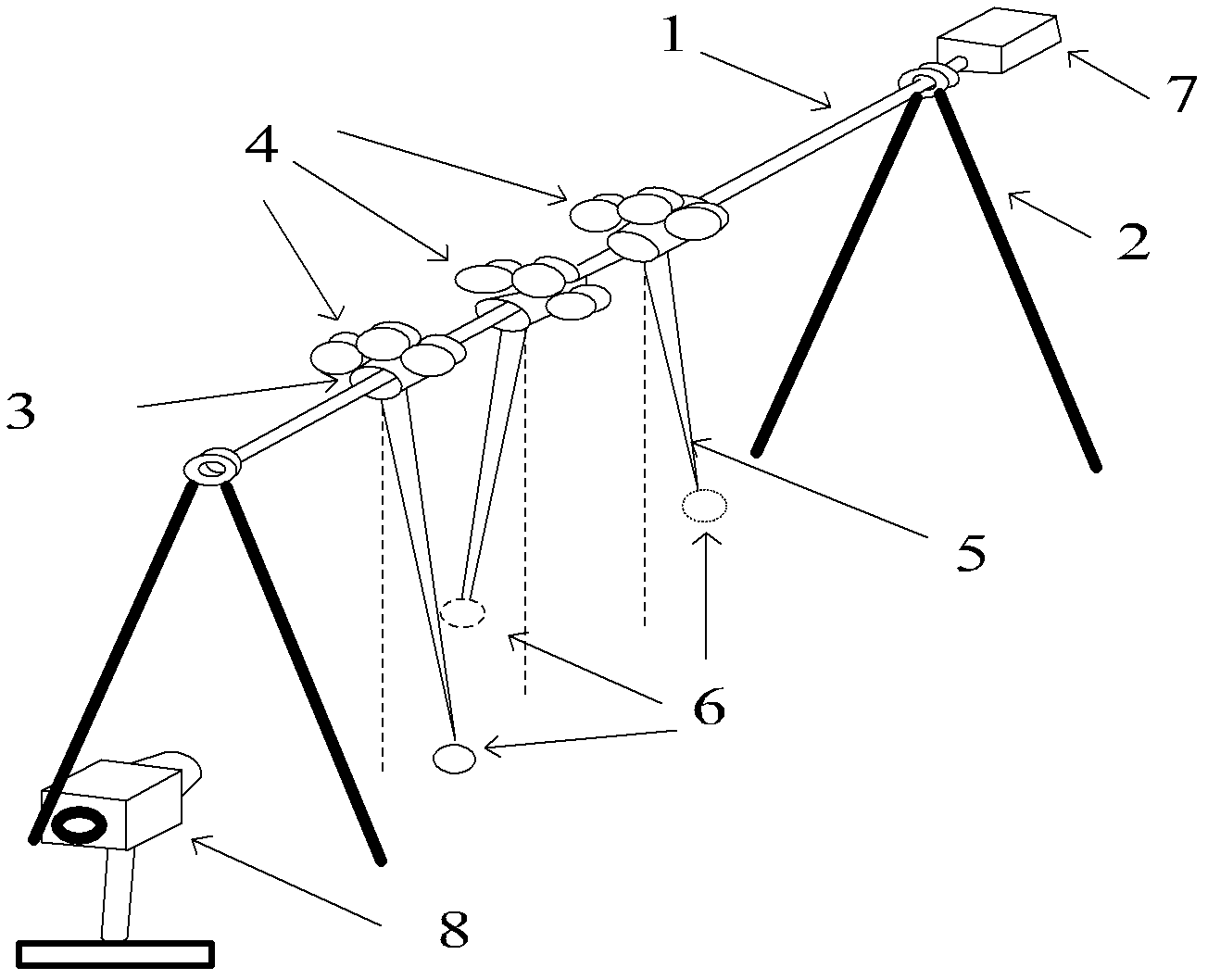 Coupling simple-pendulum experimental device built by using small magnetic steel and measurement method thereof