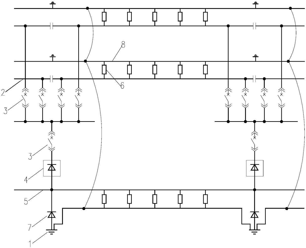 A grounding protection mode for a traction network of a DC power supply system with both positive and negative electrodes insulated