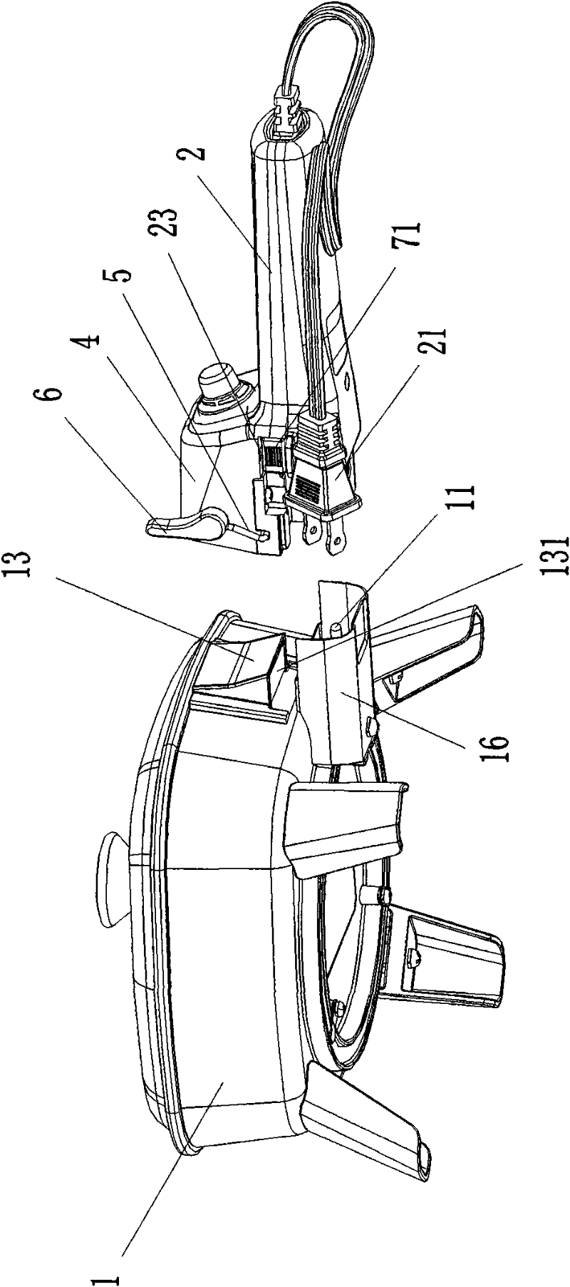 Separable power plug/socket connecting structure of electric frying pan